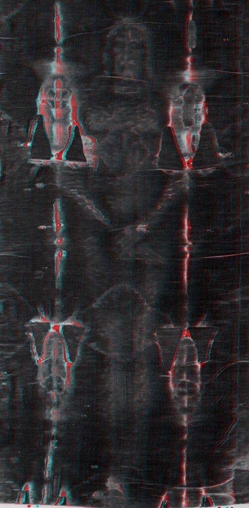 Anaglyph of the complete Shroud Of Turin.